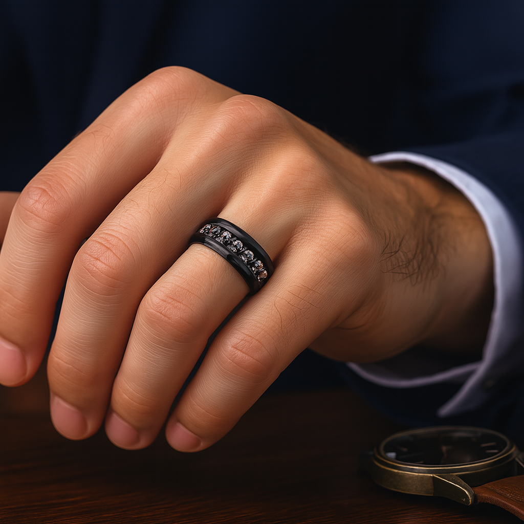 Gothic Skull Ring Band-Black Diamonds New York