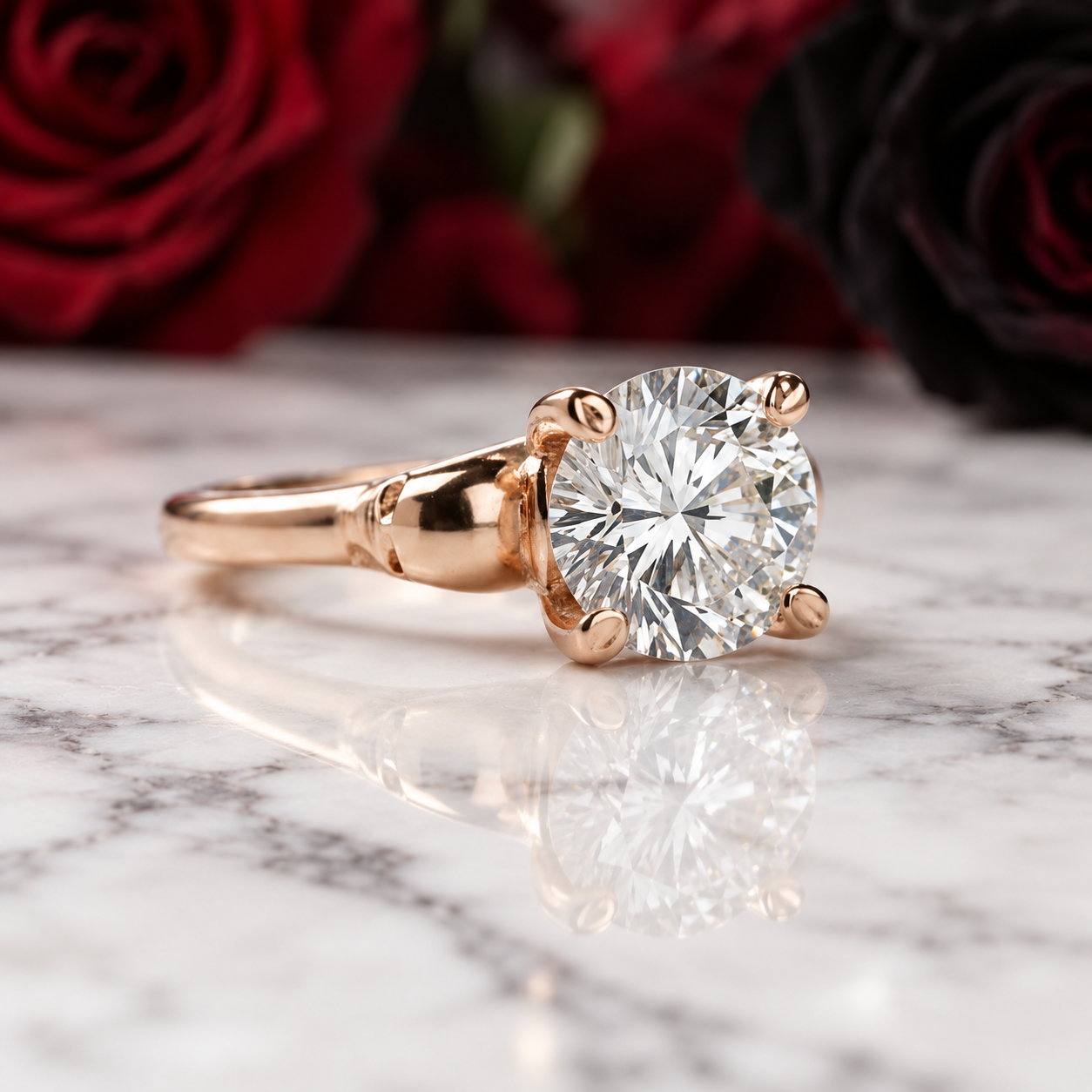 Micro-inlaid Diamond Option Rose Gold Skull Ring-Black Diamonds New York