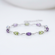 Marquise Cut Sky Blue Topaz, Peridot & Amethyst Bracelet-Black Diamonds New York