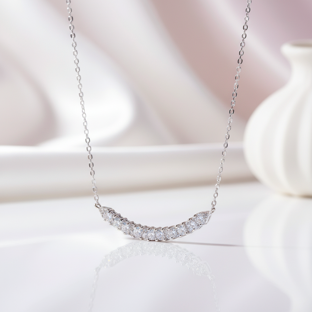 0.7 Ct Brilliant Diamond Option Simple Smile Necklace-Black Diamonds New York