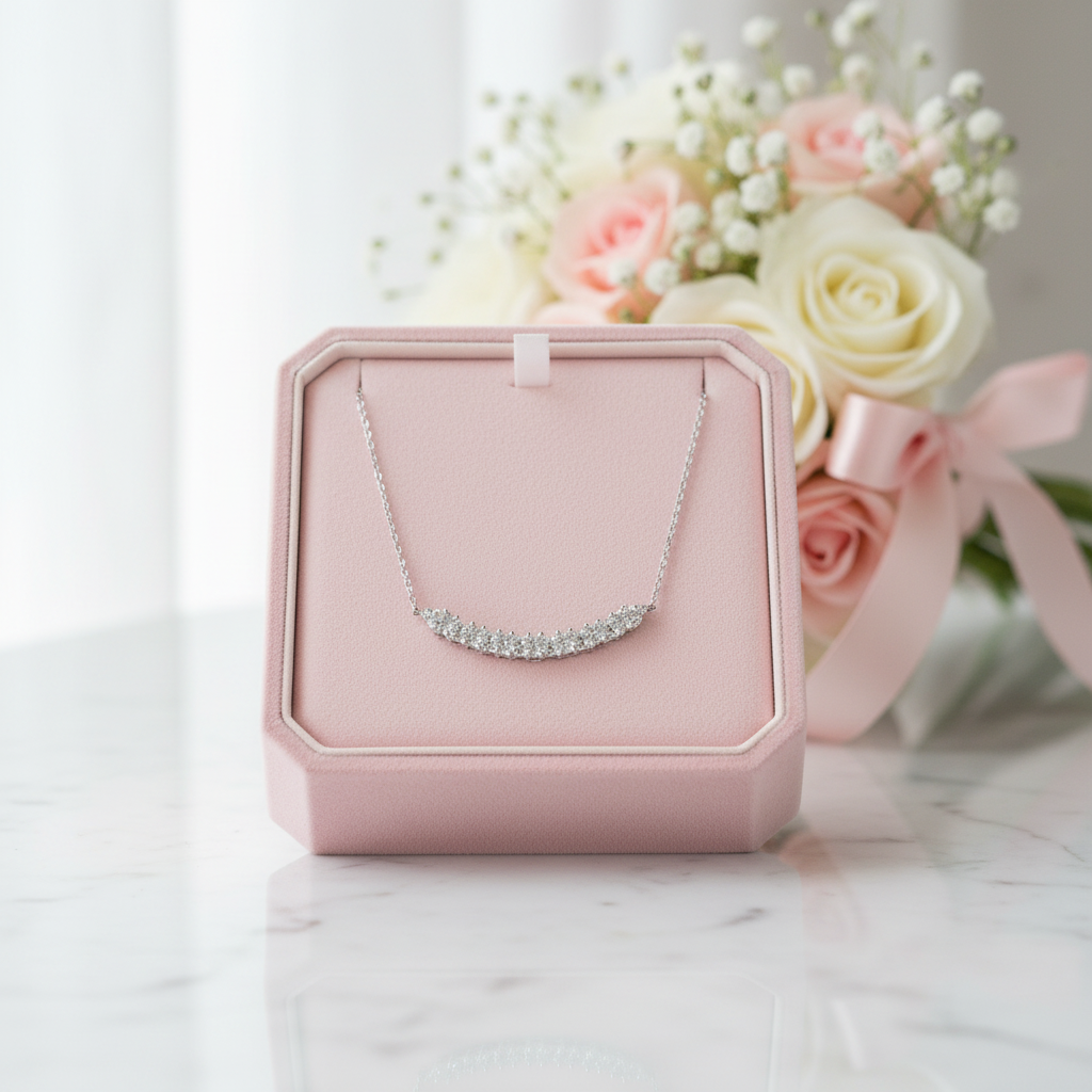 0.7 Ct Brilliant Diamond Option Simple Smile Necklace-Black Diamonds New York