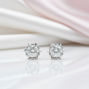 Snowflake Shaped 5mm Diamond Option Stud Earrings-Black Diamonds New York