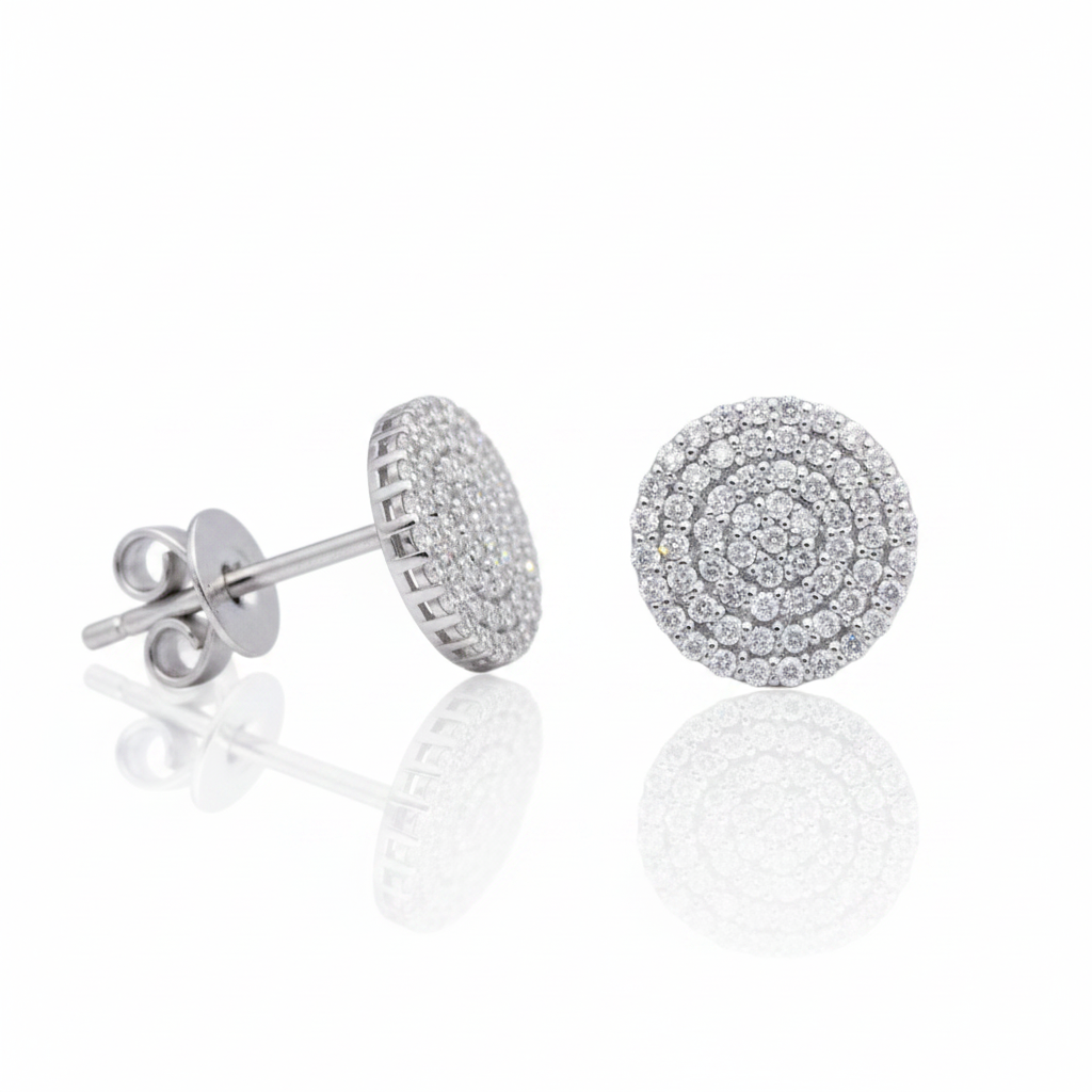10k Solid Gold Flower Setting Diamond Option Stud Earrings-Black Diamonds New York