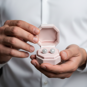 10k Solid Gold Flower Setting Diamond Stud Earrings-Black Diamonds New York