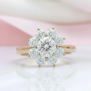 Solid 10k Yellow Gold 1ct Diamond Halo Engagement Ring-Black Diamonds New York