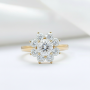 Solid 10k Yellow Gold 1ct Diamond Halo Engagement Ring-Black Diamonds New York