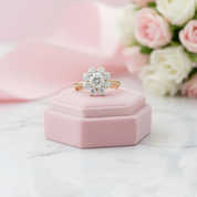 Solid 10k Yellow Gold 1ct Diamond Halo Engagement Ring-Black Diamonds New York