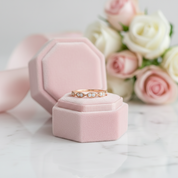 Solid 14k Rose Gold Diamond Option Milgrain Stackable Wedding Band-Black Diamonds New York