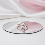 Solid 14K Rose Gold Oval Cut 1.5 Ct Diamond Halo Engagement Ring Set-Black Diamonds New York