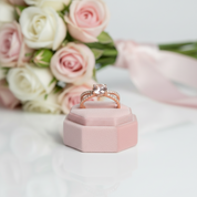 Solid 14k Rose Gold Round Morganite Engagement Ring-Black Diamonds New York