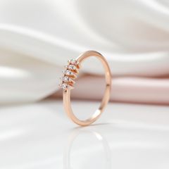Solid 14k Rose Gold Tiny Diamond Option Stackable Wedding Band