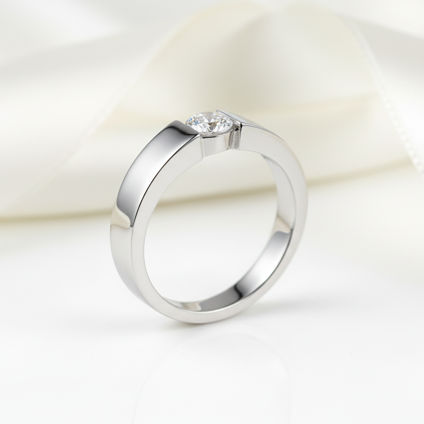 Solid 14k White Gold 1.0 Ct Diamond Option Wedding Band-Black Diamonds New York