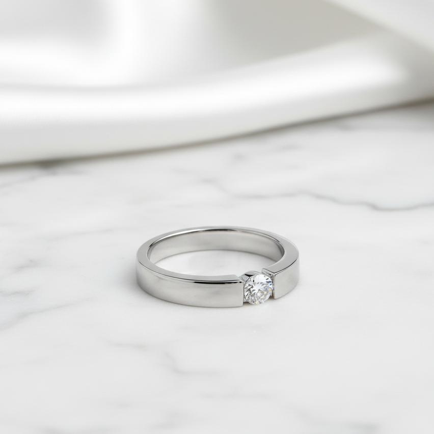 Solid 14k White Gold 1.0 Ct Diamond Option Wedding Band-Black Diamonds New York