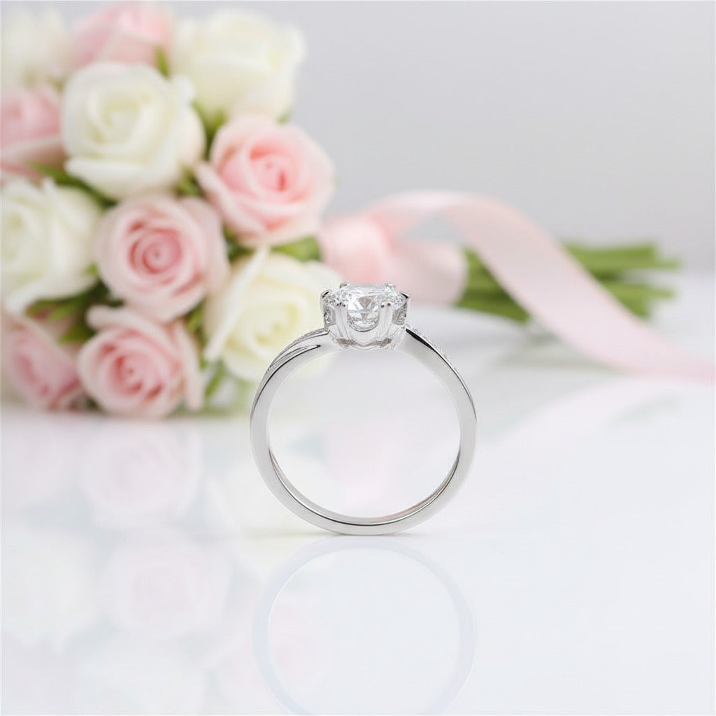Solid 14k White Gold 1.0 Ct Round Diamond Option Engagement Ring-Black Diamonds New York