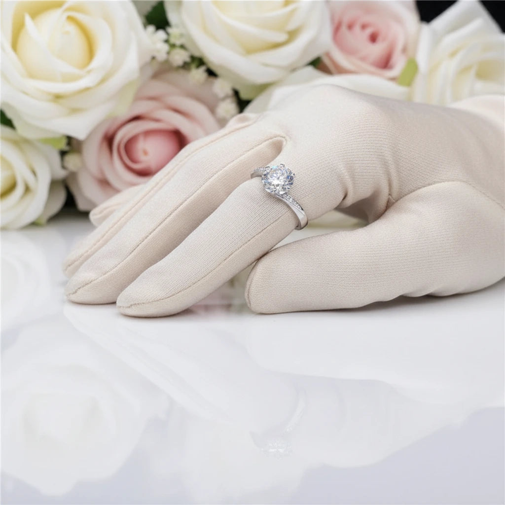 Solid 14k White Gold 1.0 Ct Round Diamond Engagement Ring-Black Diamonds New York