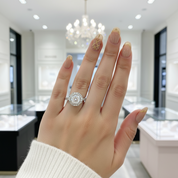 Solid 14k White Gold 1.5ct 7.5mm Diamond Option Halo Engagement Ring-Black Diamonds New York