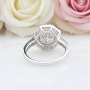 Solid 14k White Gold 1.5ct 7.5mm Diamond Halo Engagement Ring-Black Diamonds New York