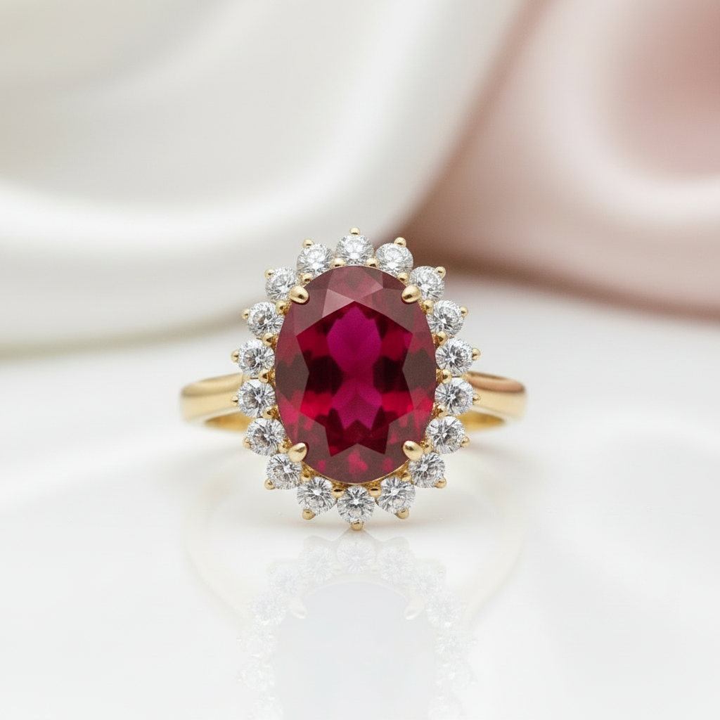 Solid 14k Yellow Gold 3.0 Ct Ruby with Diamond Option Engagement Ring-Black Diamonds New York