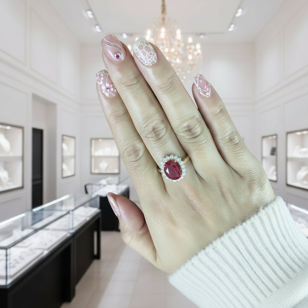 Solid 14k Yellow Gold 3.0 Ct Ruby with Diamond Engagement Ring-Black Diamonds New York