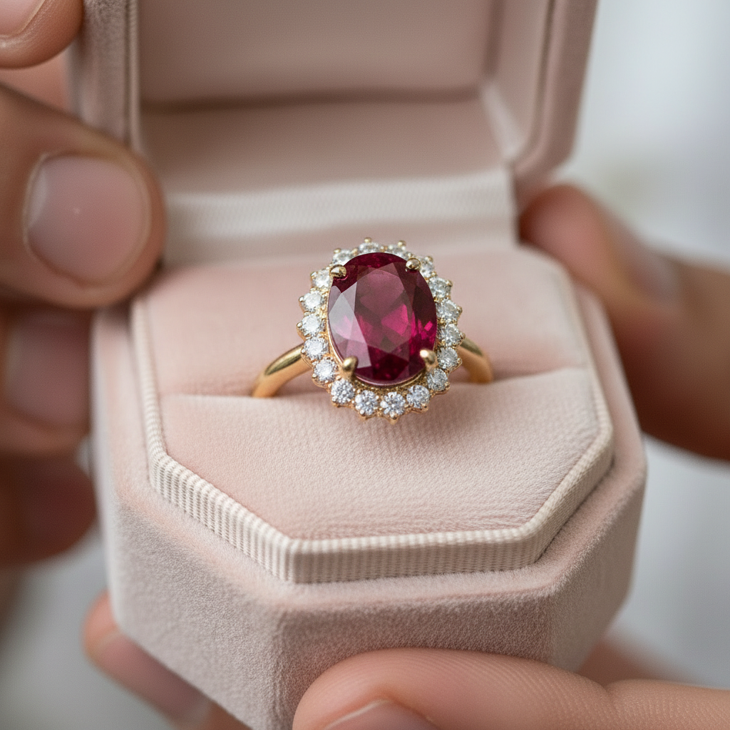 Solid 14k Yellow Gold 3.0 Ct Ruby with Diamond Option Engagement Ring-Black Diamonds New York