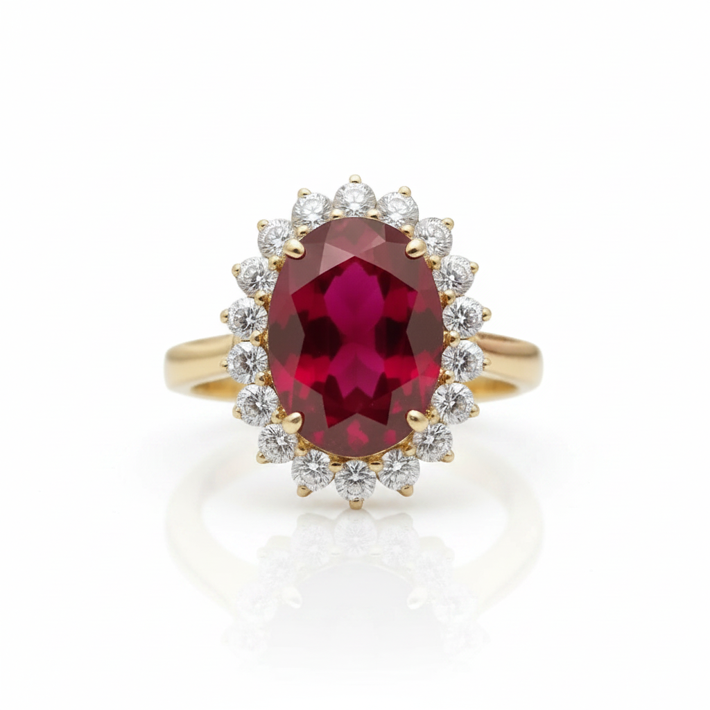 Solid 14k Yellow Gold 3.0 Ct Ruby with Diamond Option Engagement Ring-Black Diamonds New York