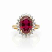 Solid 14k Yellow Gold 3.0 Ct Ruby with Diamond Option Engagement Ring-Black Diamonds New York