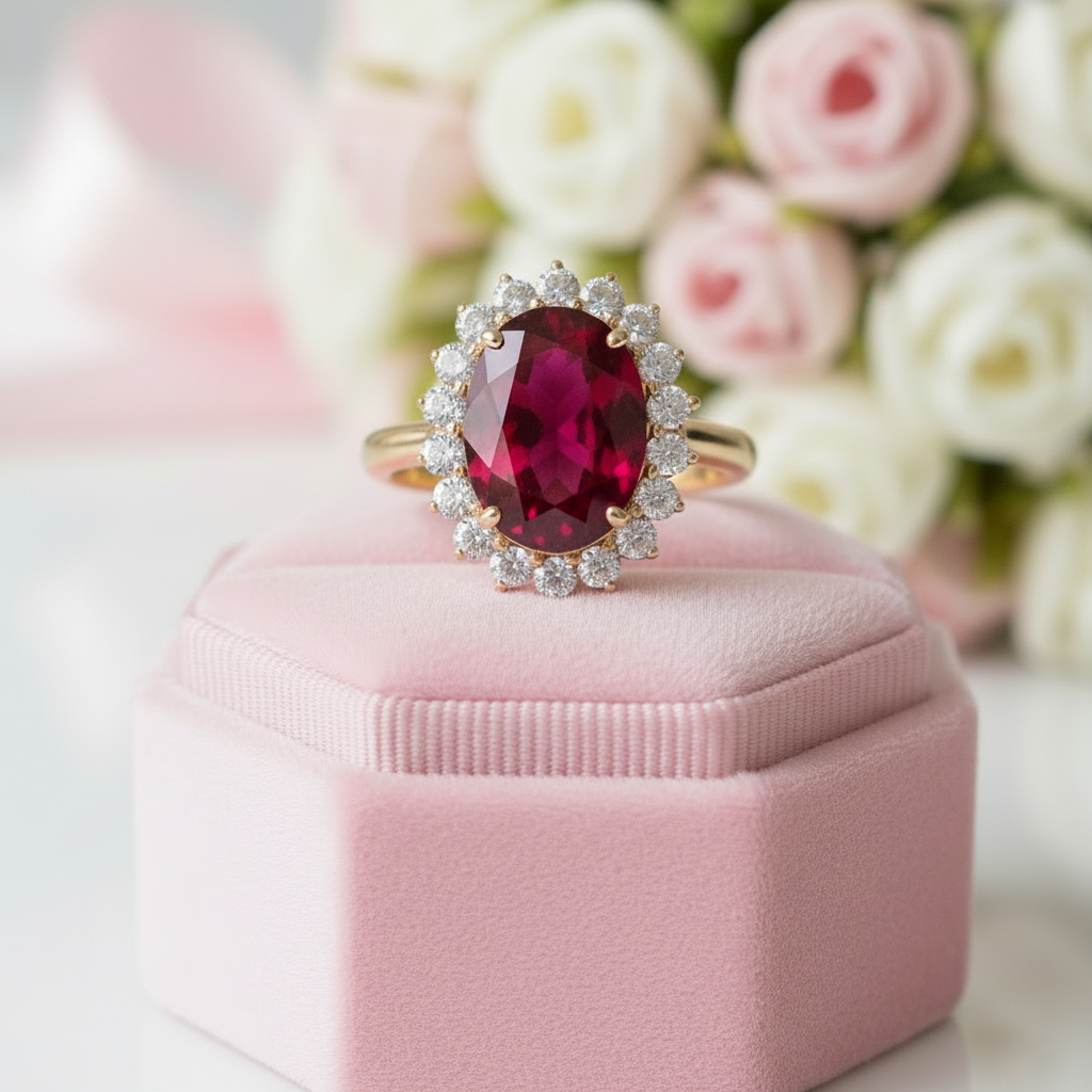 Solid 14k Yellow Gold 3.0 Ct Ruby with Diamond Option Engagement Ring-Black Diamonds New York
