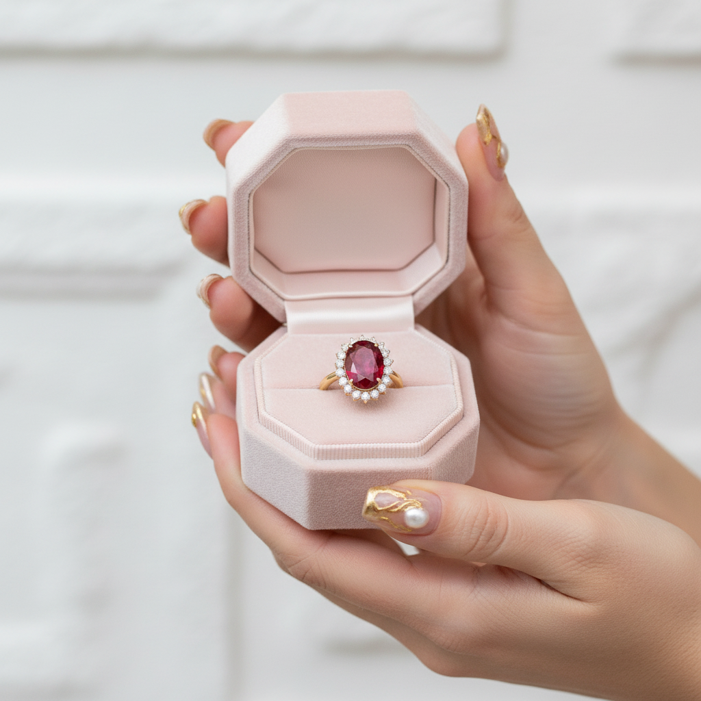 Solid 14k Yellow Gold 3.0 Ct Ruby with Diamond Engagement Ring-Black Diamonds New York