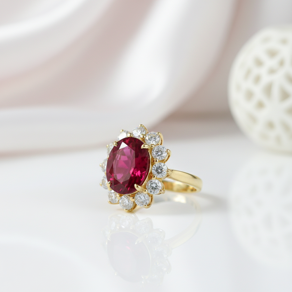 Solid 14k Yellow Gold 3.0 Ct Ruby with Diamond Option Engagement Ring-Black Diamonds New York