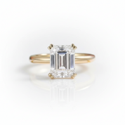 Solid 14K Yellow Gold 7*9mm Emerald Cut Diamond Option Solitaire Engagement Ring-Black Diamonds New York
