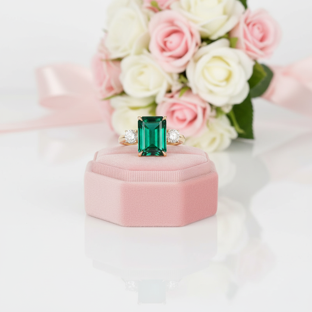 Solid 14k Yellow Gold Emerald Cut Engagement Ring with Diamond Option-Black Diamonds New York