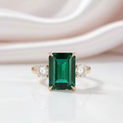 Solid 14k Yellow Gold Emerald Cut Engagement Ring with Diamond Option-Black Diamonds New York