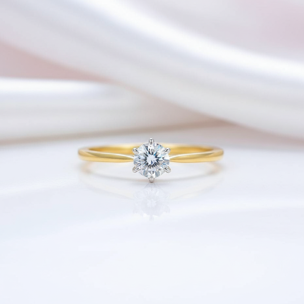 Solid 14k Yellow Gold Solitaire Diamond Option Ring-Black Diamonds New York