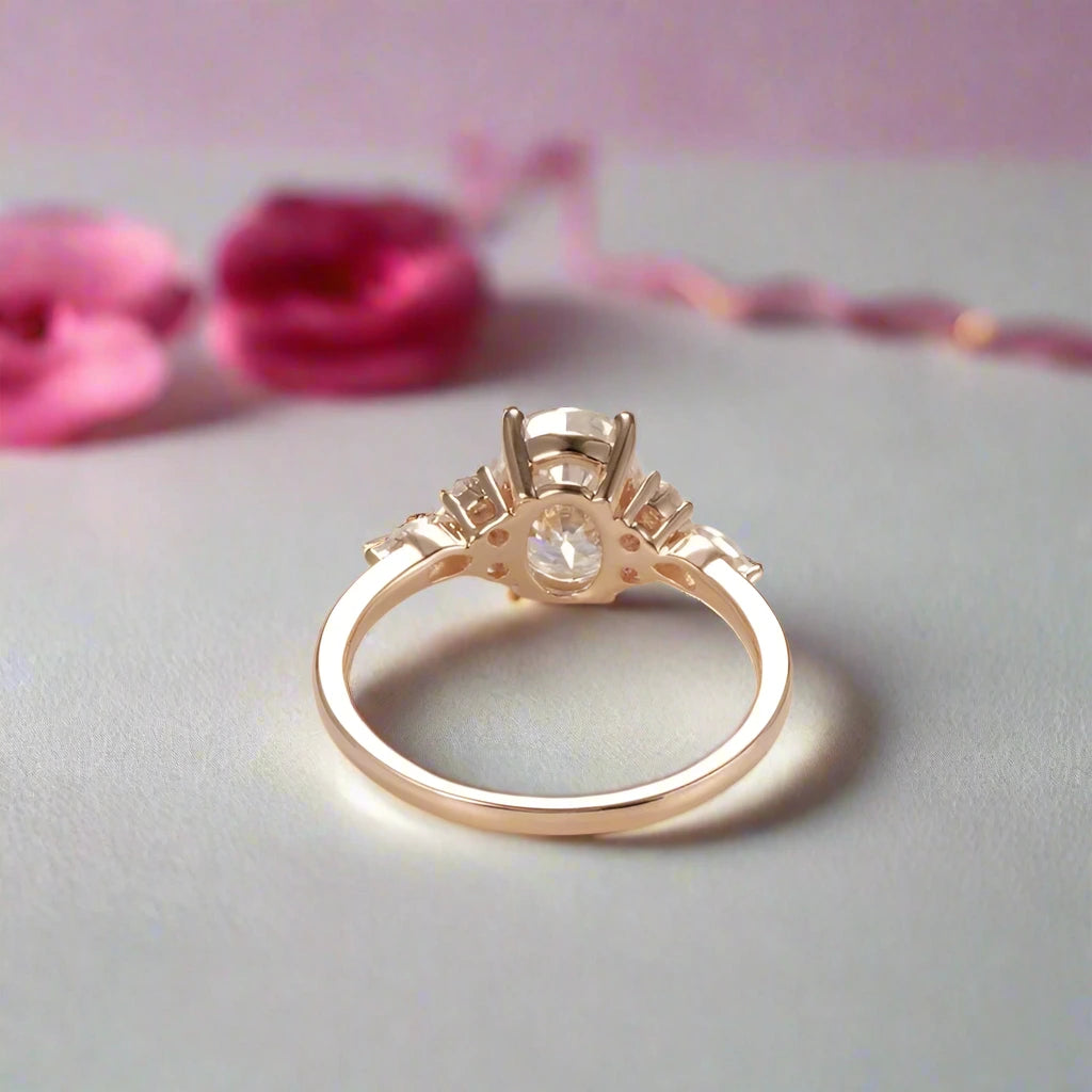 Solid 18k Rose Gold 1.5 Ct Oval Diamond Engagement Ring-Black Diamonds New York