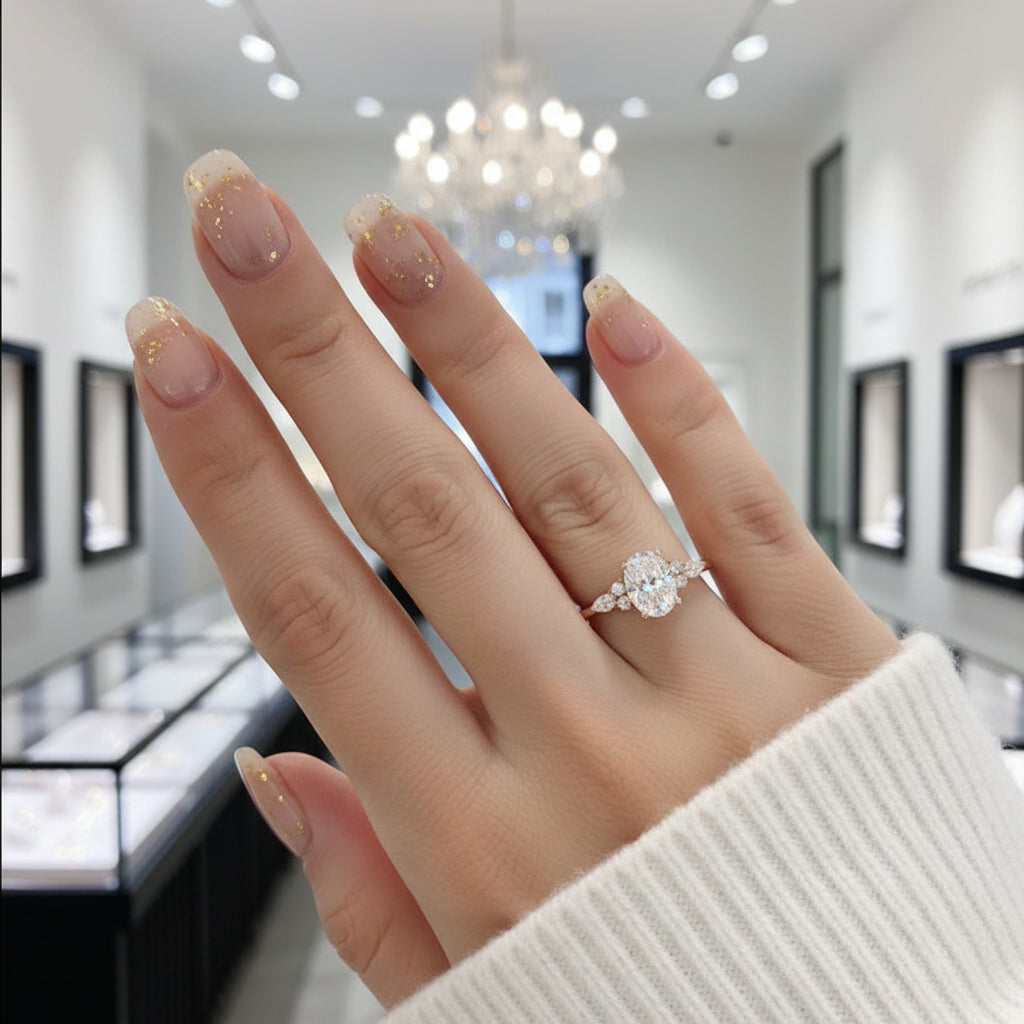 Solid 18k Rose Gold 1.5 Ct Oval Diamond Option Engagement Ring-Black Diamonds New York