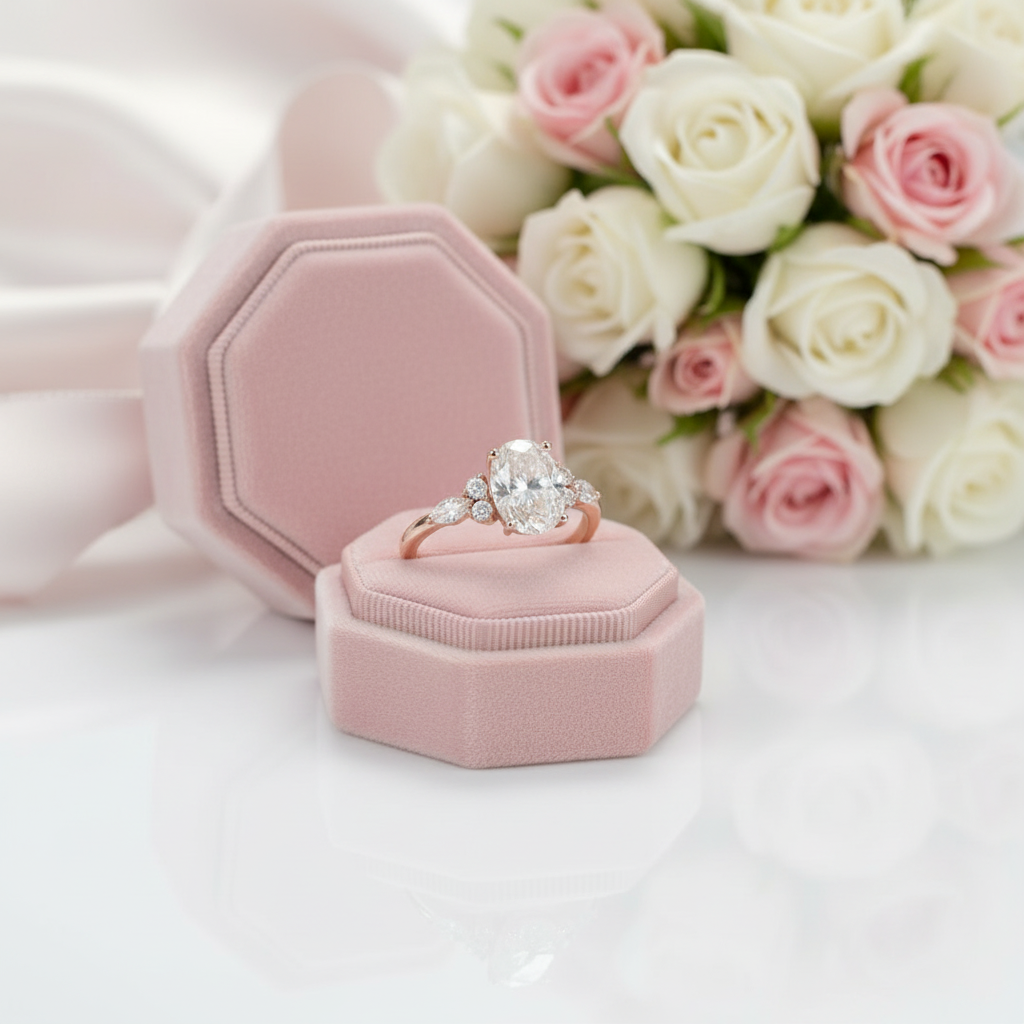 Solid 18k Rose Gold 1.5 Ct Oval Diamond Option Engagement Ring-Black Diamonds New York