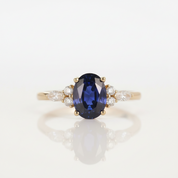 Solid 18k Yellow Gold 2.0 Ctw Oval Sapphire Engagement Ring-Black Diamonds New York