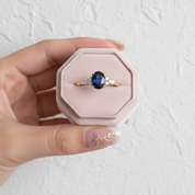 Solid 18k Yellow Gold 2.0 Ctw Oval Sapphire Engagement Ring-Black Diamonds New York