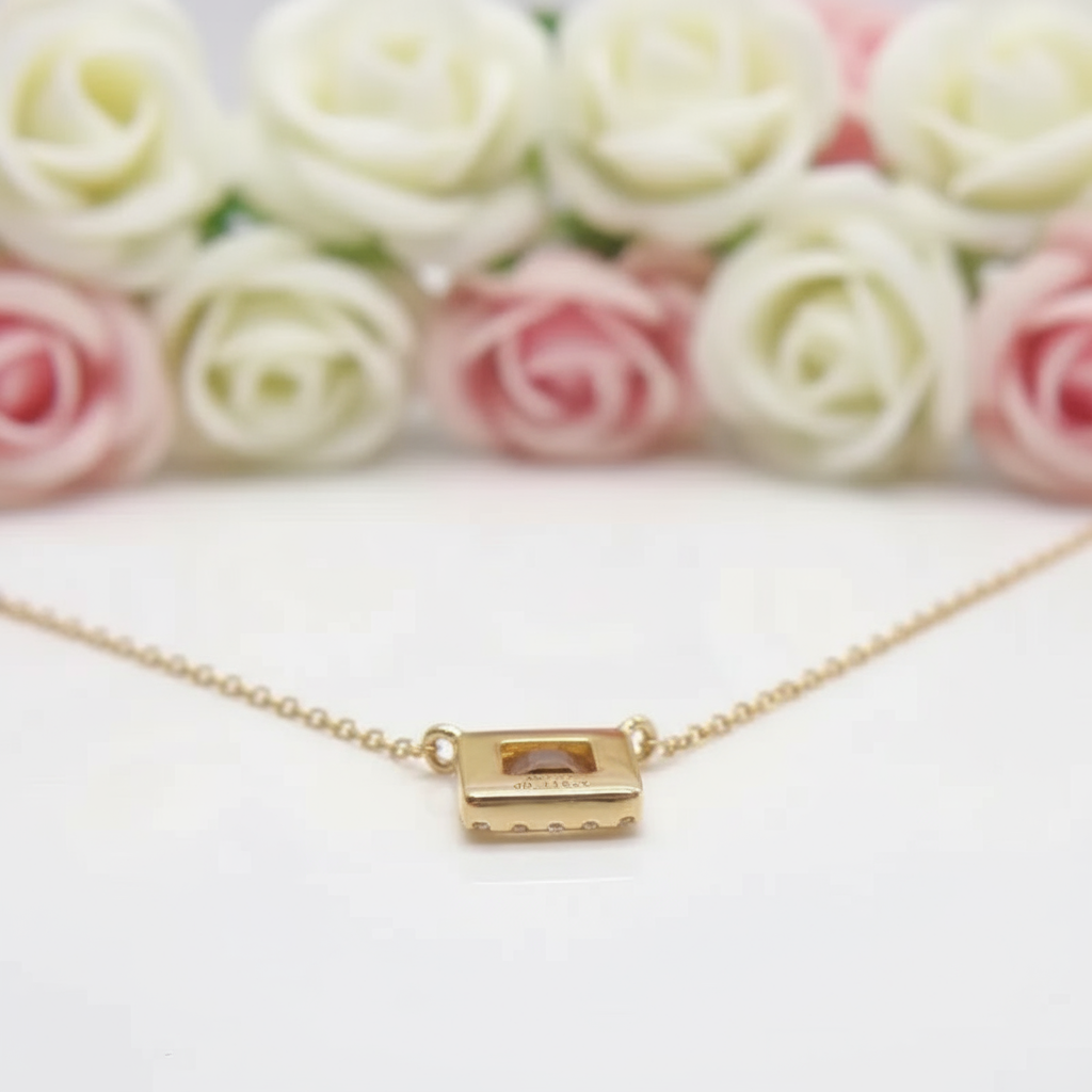 Solid 18k Yellow Gold Natural Diamond Pendant Necklace-Black Diamonds New York