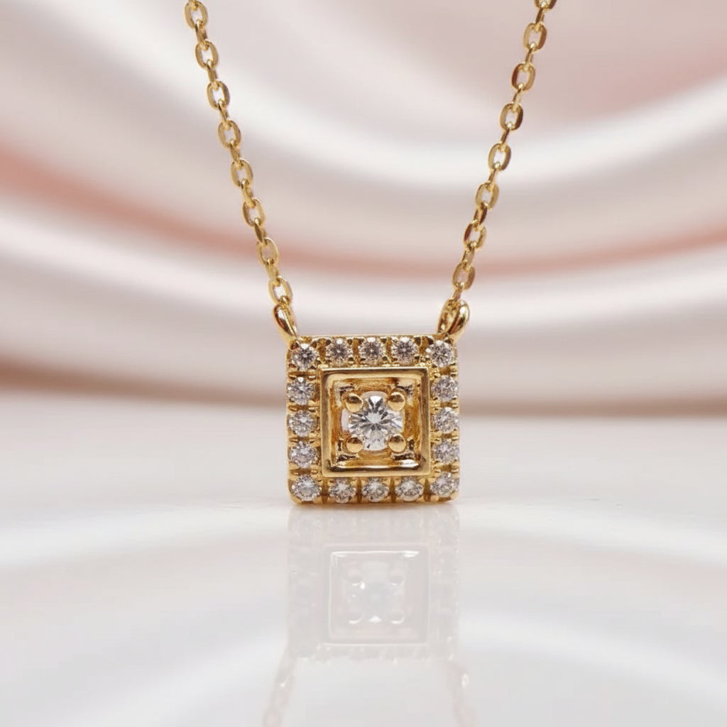 Solid 18k Yellow Gold Natural Diamond Option Pendant Necklace-Black Diamonds New York