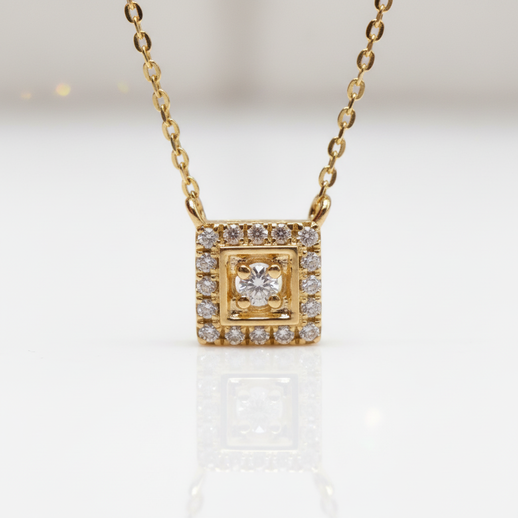 Solid 18k Yellow Gold Natural Diamond Option Pendant Necklace-Black Diamonds New York