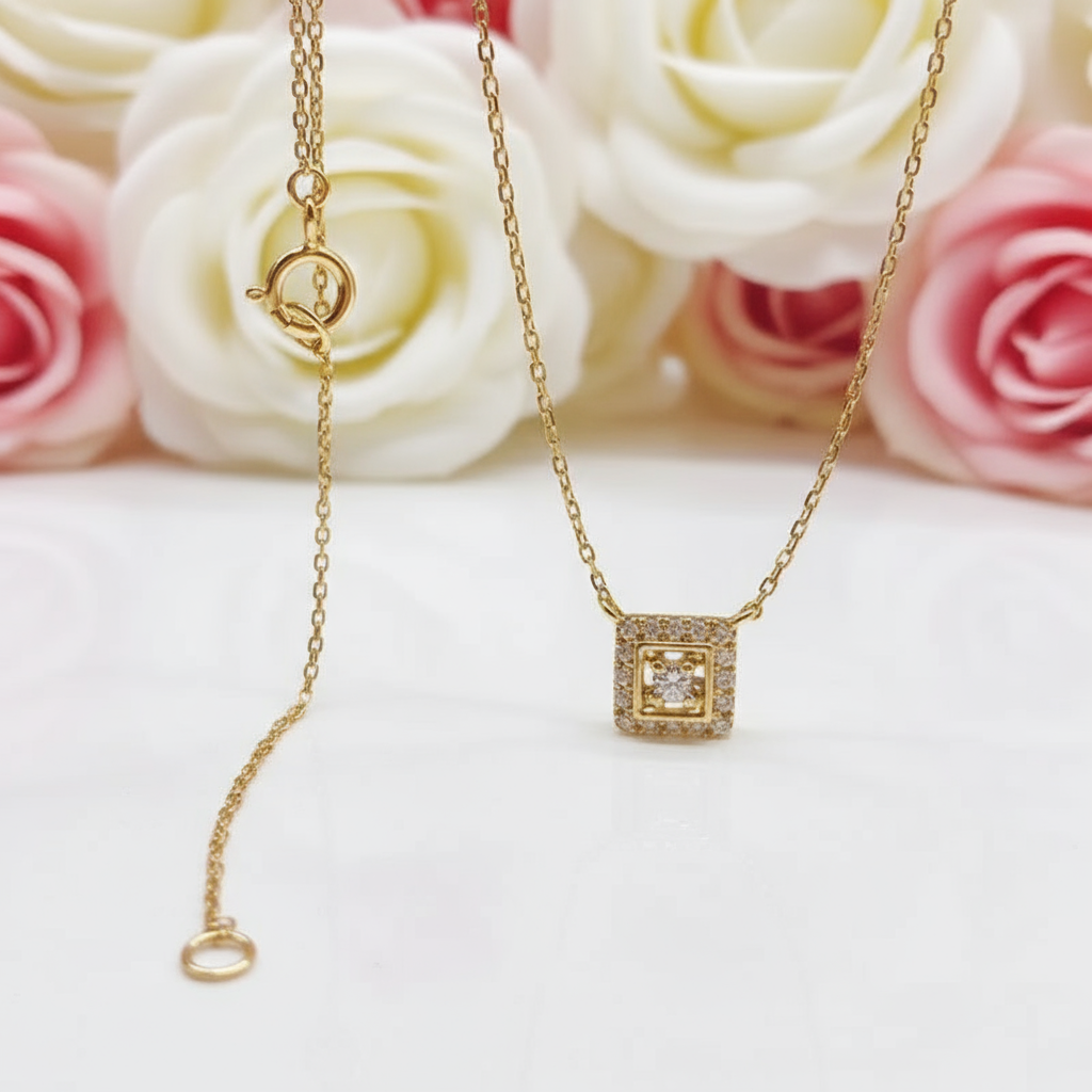 Solid 18k Yellow Gold Natural Diamond Pendant Necklace-Black Diamonds New York