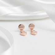 Solid 18k Rose Gold Dangle Heart Earrings-Black Diamonds New York