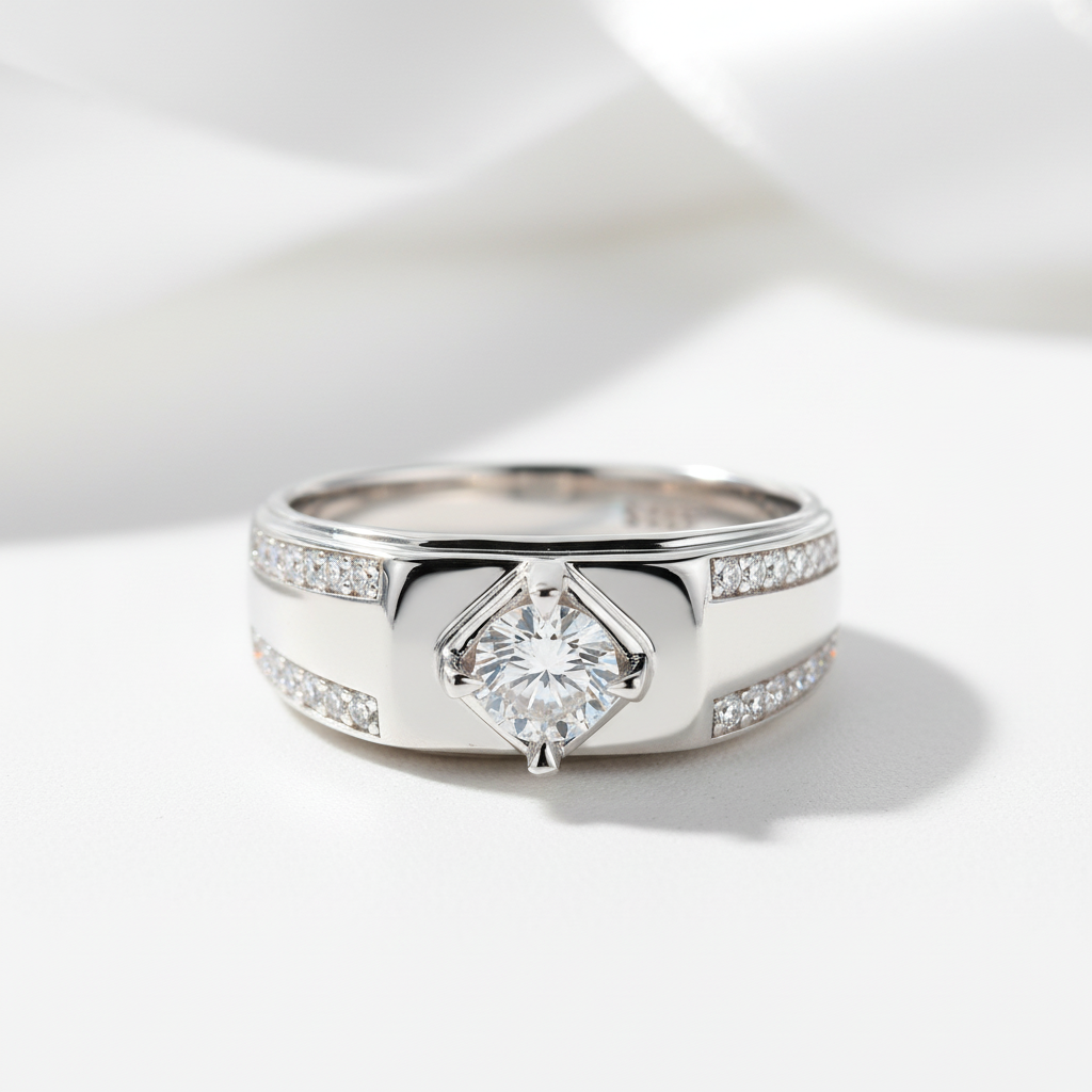 Round Diamond Option Men's Wedding Ring-Black Diamonds New York