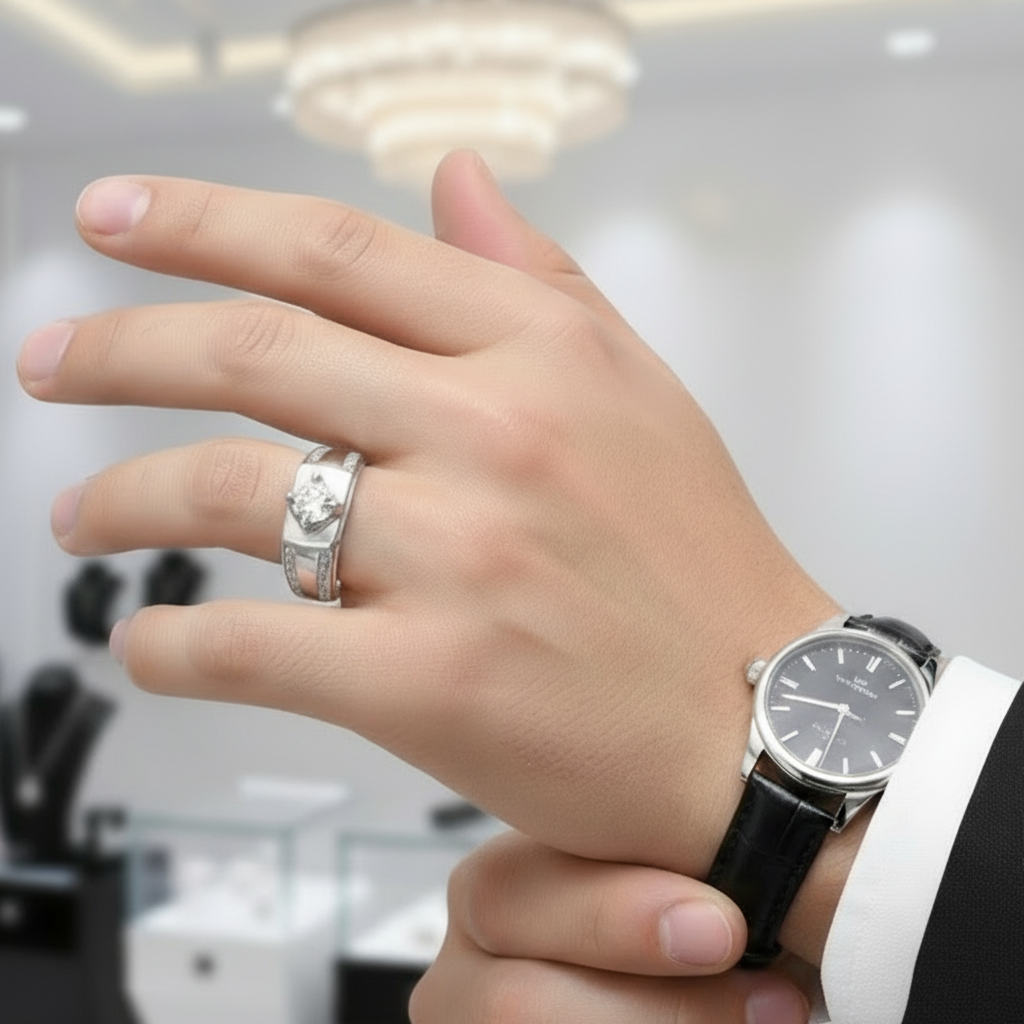 Round Diamond Option Men's Wedding Ring-Black Diamonds New York