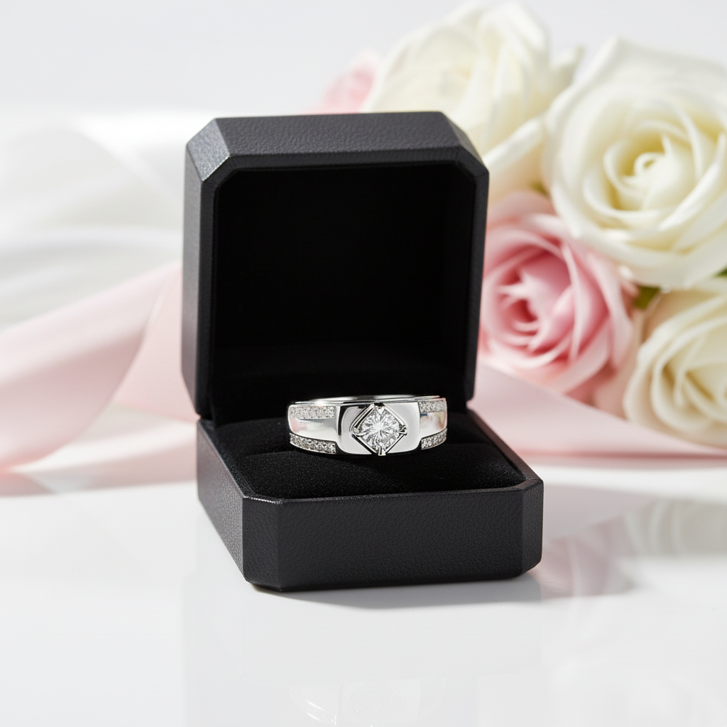 Round Diamond Option Men's Wedding Ring-Black Diamonds New York
