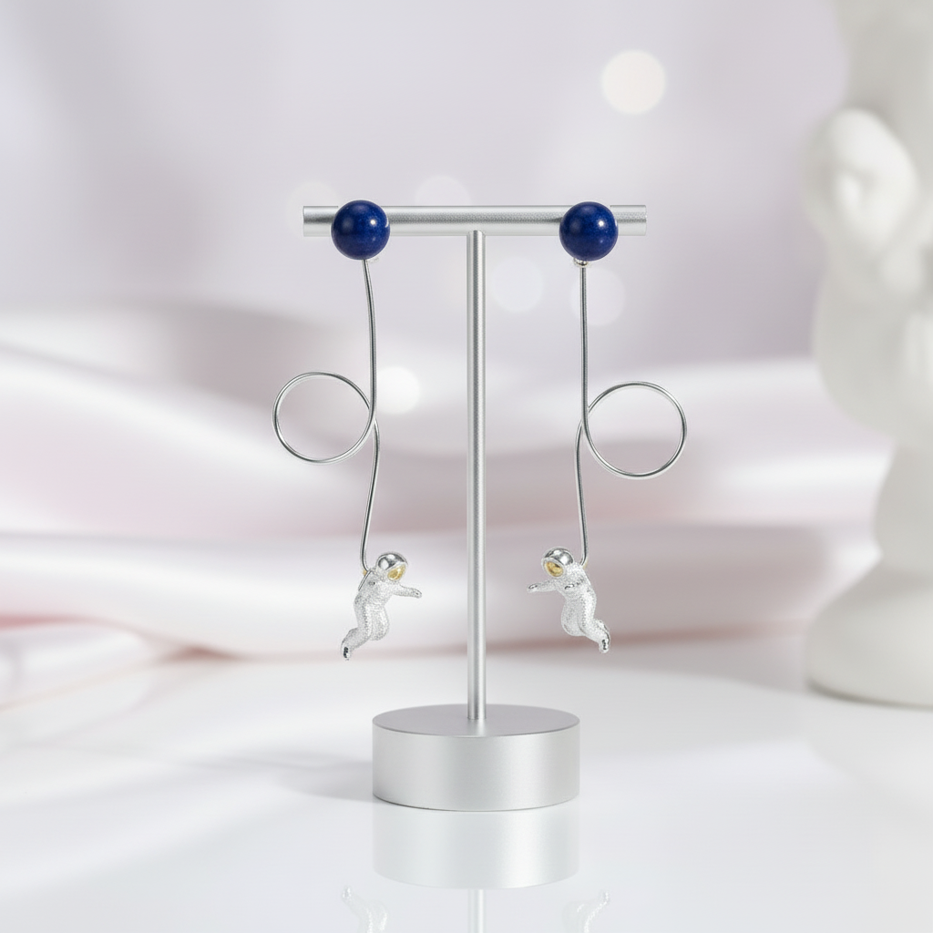 Space Odyssey Long Tassel Dangle Earrings-Black Diamonds New York