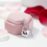 Sparking Heart Lock & Key Pendant with Diamond-Black Diamonds New York