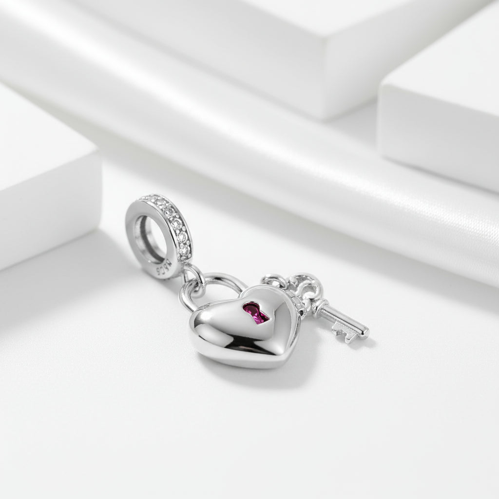 Sparking Heart Lock & Key Pendant with Diamond-Black Diamonds New York