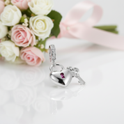 Sparking Heart Lock & Key Pendant with Diamond Option-Black Diamonds New York